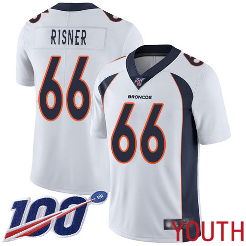 Youth Denver Broncos #66 Dalton Risner White Vapor Untouchable Limited Player 100th Season Football NFL Jersey->denver broncos->NFL Jersey
